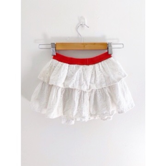 Mini Boden Other - Mini Biden Eyelet White Orange Tiered Skirt